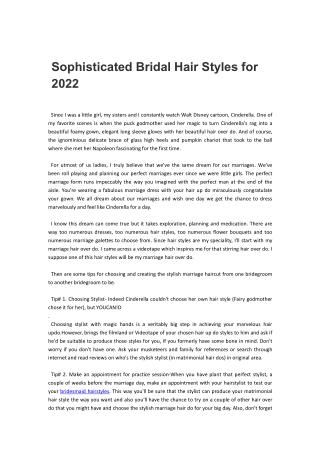 Sophisticated Bridal Hair Styles for 2022