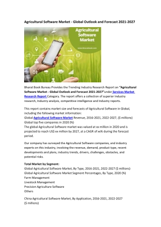 Global Agricultural Software Market Research Report 2021-2027