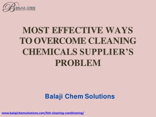 Most Effective Ways To Overcome Cleaning Chemicals Supplier’s Problem