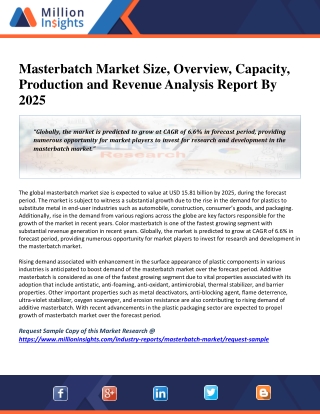 Masterbatch Market Size, Analysis, Demand and Future Trends Report by 2025