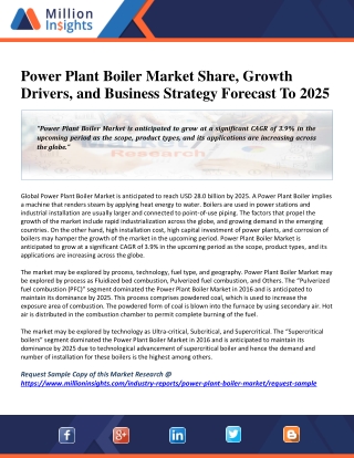 Power Plant Boiler Market Present State and Future Growth Prospects By 2025