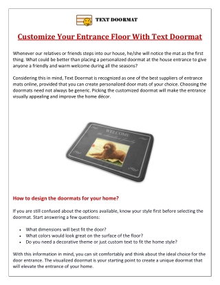 Customize Your Entrance Floor With Text Doormat
