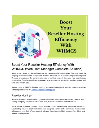 Boost Your Reseller Hosting Efficiency With WHMCS