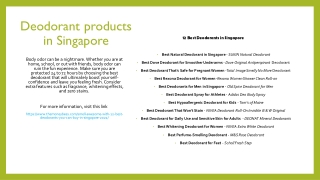 Deodorant products in Singapore