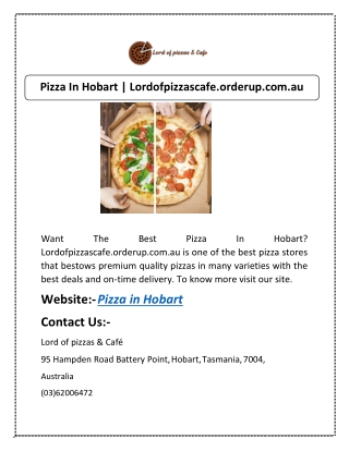 Pizza In Hobart | Lordofpizzascafe.orderup.com.au