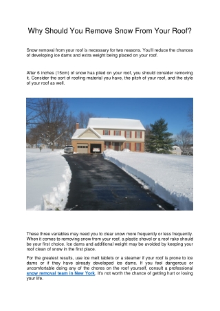 Why Should You Remove Snow From Your Roof