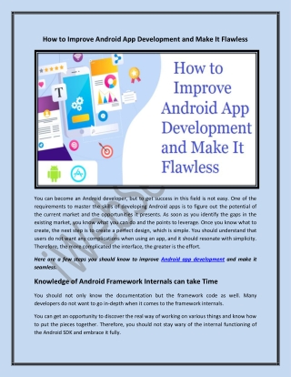 How to Improve Android App Development and Make It Flawless | iWebServices