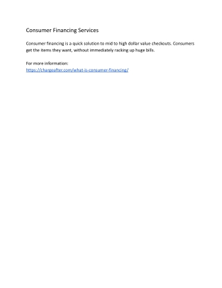 Consumer Financing Services