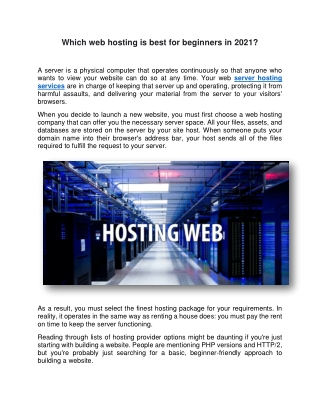 Which web hosting is best for beginners in 2021