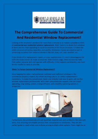 The Comprehensive Guide To Commercial And Residential Window Replacement