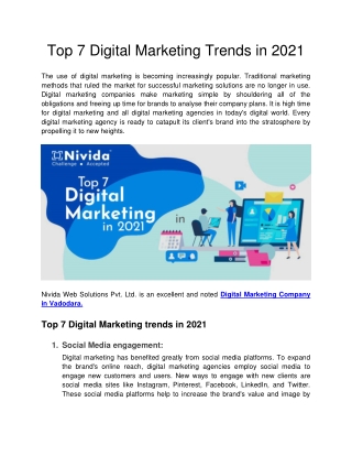 Nivida - Top 7 Digital Marketing Trends in 2021