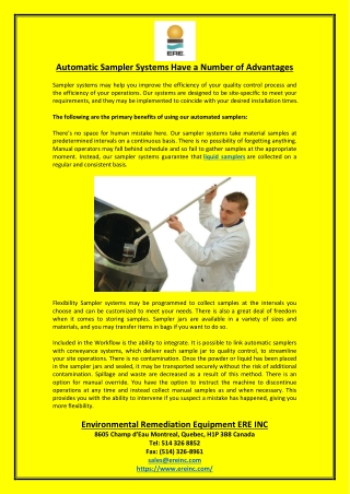 Automatic Sampler Systems Have a Number of Advantages
