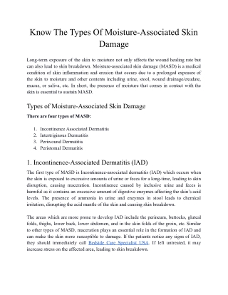 Know The Types Of Moisture-Associated Skin Damage