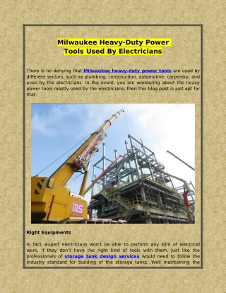 Milwaukee Heavy-Duty Power Tools Used By Electricians