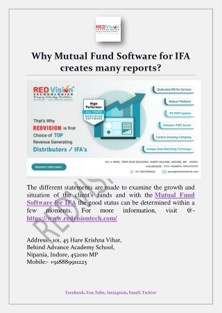 Why Mutual Fund Software for IFA creates many reports