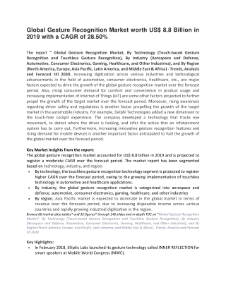 Global Gesture Recognition Market