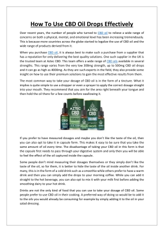 How To Use CBD Oil Drops Effectively