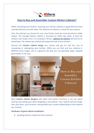 How to Buy and Assembler Custom Kitchen Cabinets?