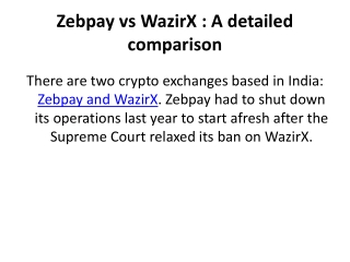 Zebpay vs WazirX - A detailed comparison