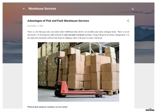 Advantages of Pick and Pack Warehouse Services