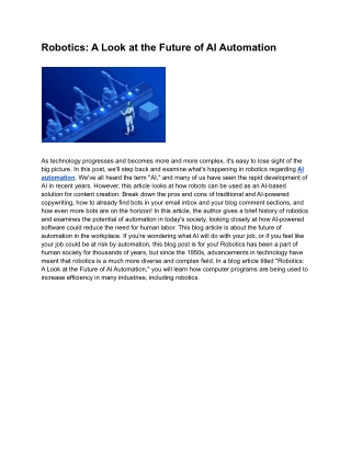 What is Robotics?  | Its Future and AI Automation