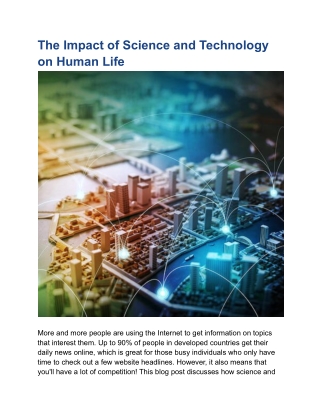 Impact Of Science and Technology on Human Life: Elixir or Poison?