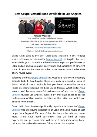 Best Grupo Versatil Band Available in Los Angeles.