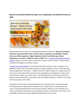 Global Natural Carotenoids Market Research Report 2021-2028