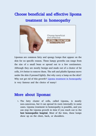 Effective lipoma treatment in homeopathy