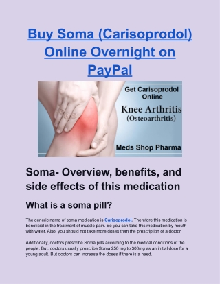 Buy Soma (Carisoprodol) Online Overnight on PayPal