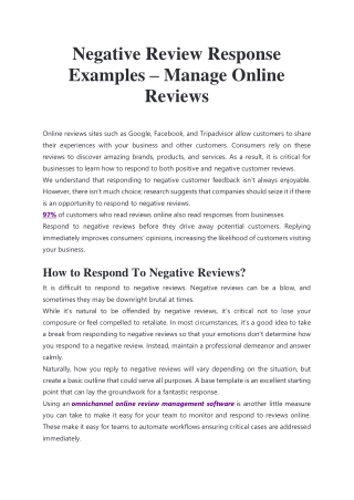 Negative Review Response Examples