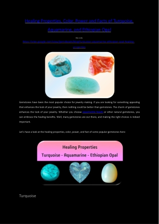 Properties of turquoise aquamarine ethiopian