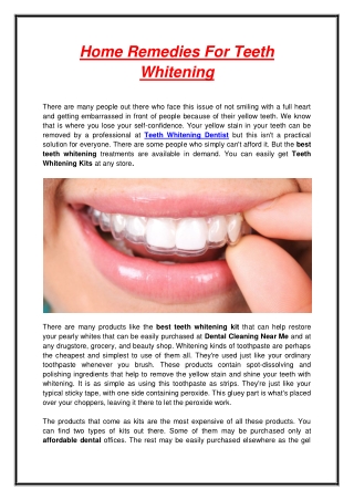 Home Remedies For Teeth Whitening