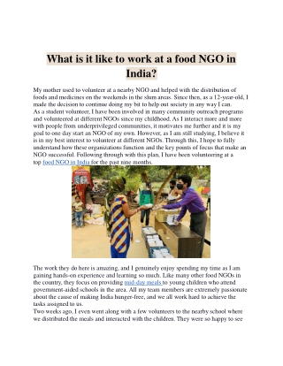 What is it like to work at a food NGO in India