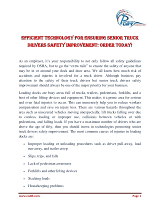 Efficient Technology for Ensuring Senior Truck Drivers Safety Improvement Order Today!