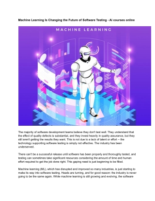 Machine Learning Is Changing the Future of Software Testing - Ai courses online
