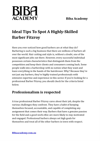 Ideal Tips To Spot A Highly-Skilled Barber Fitzroy