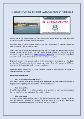 GATE Coaching in Allahabad