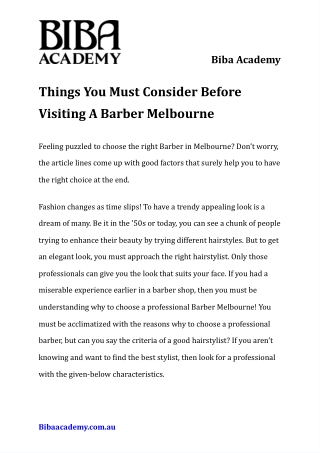 Things You Must Consider Before Visiting A Barber Melbourne