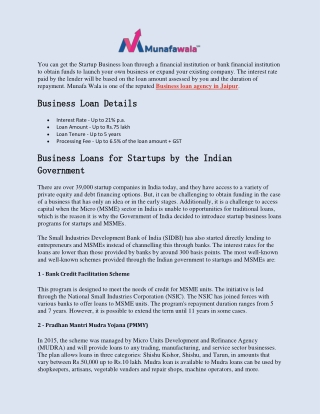 Business Loans for Startups by the Indian Government