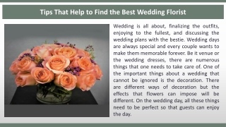 Tips That Help to Find the Best Wedding Florist