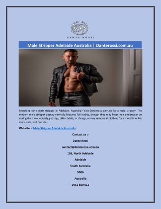 Male Stripper Adelaide Australia | Danterossi.com.au