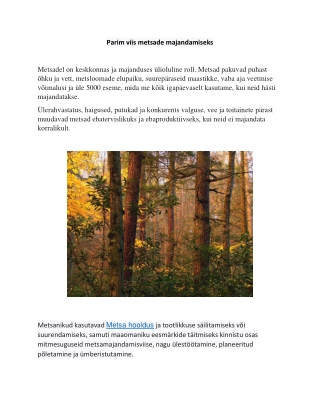 Parim viis metsade majandamiseks