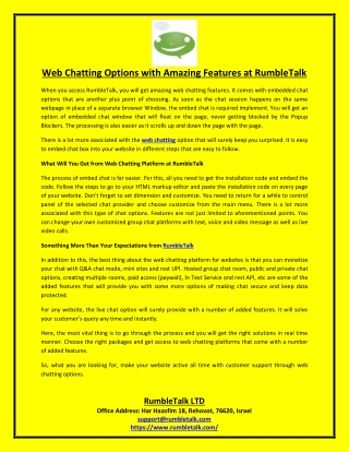 Web Chatting Options with Amazing Features at RumbleTalk