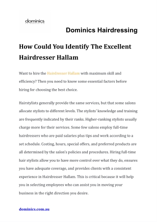 How Could You Identify The Excellent Hairdresser Hallam