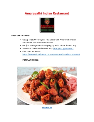 5% off - Amaravathi Indian Restaurant Harris Park Menu NSW