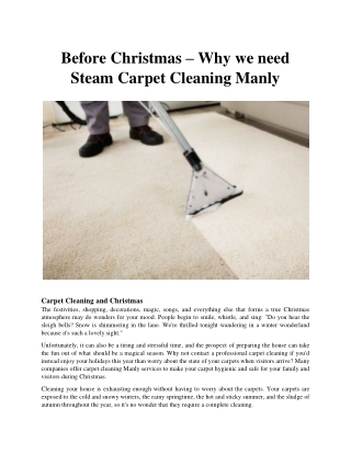 Why need steam carpet cleaning before Christmas – Manly [AU]