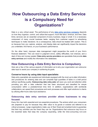 How Outsourcing a Data Entry Service is a Compulsory Need for Organizations_.docx