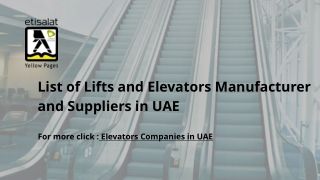 List of Lifts and Elevators Manufacturer and Suppliers in UAE