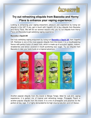 Horny flava e liquid UK